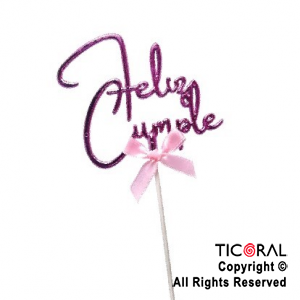 CAKE TOPPER FELIZ CUMPLE FUCSIA X 1